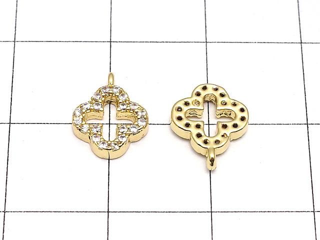 メタルパーツ チャーム10×8mm フラワー(お花) ゴールドカラー(CZ付) 1個 サムネイル2