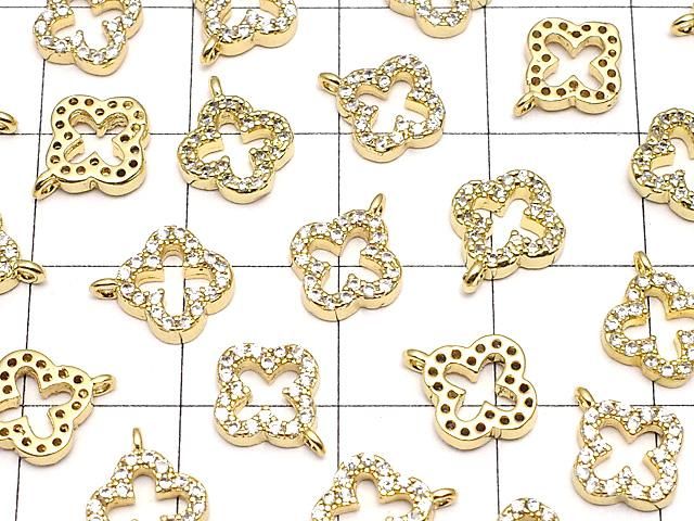 メタルパーツ チャーム10×8mm フラワー(お花) ゴールドカラー(CZ付) 1個 サムネイル3