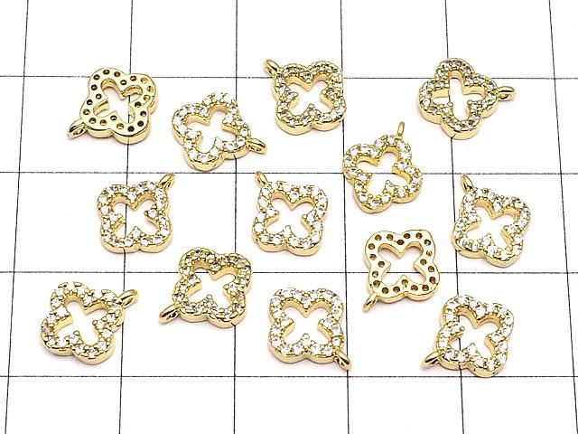 メタルパーツ チャーム10×8mm フラワー(お花) ゴールドカラー(CZ付) 1個 サムネイル4