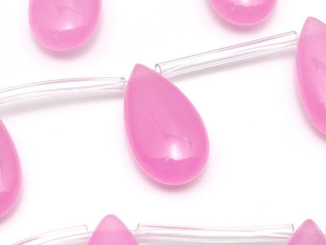 ピンクカラージェード 大粒ペアシェイプ22×12×7mm NO.2 半連/1連(約38cm)の画像