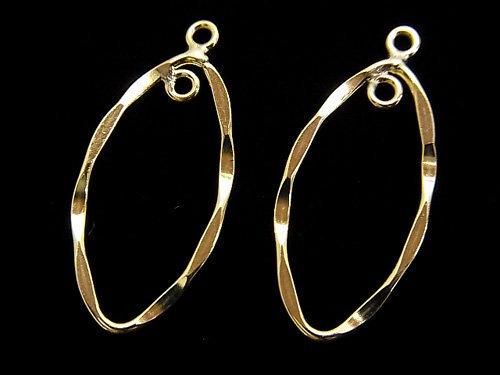 14KGF シャンデリアチャーム 24×11mm マーキス 打痕模様入り 1個の画像