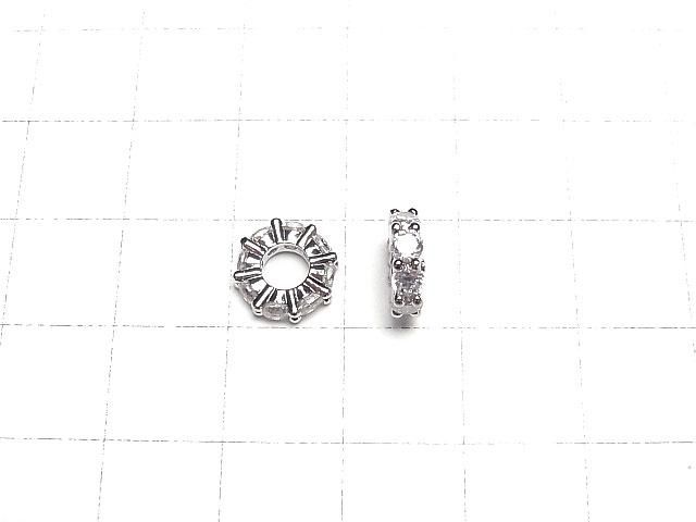 メタルパーツ ロンデル9×9×3mm シルバーカラー(CZ付) 3個 サムネイル2