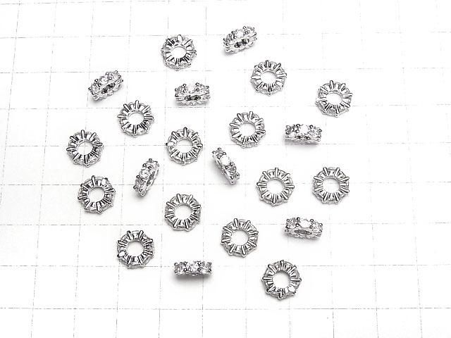 メタルパーツ ロンデル9×9×3mm シルバーカラー(CZ付) 3個 サムネイル4