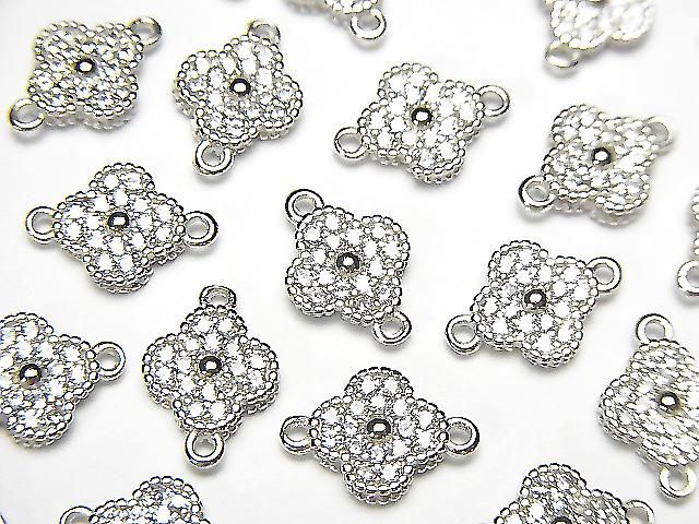 Silver925 ジョイントパーツ フラワーモチーフ(CZ付)7×7×2mm ロジウム 1個の画像
