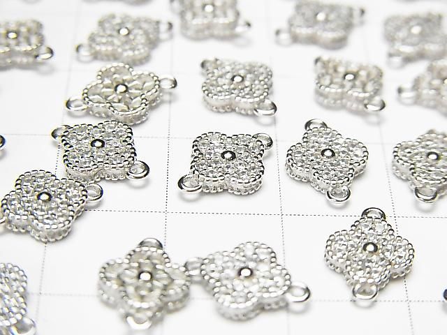 Silver925 ジョイントパーツ フラワーモチーフ(CZ付)7×7×2mm ロジウム 1個 サムネイル2