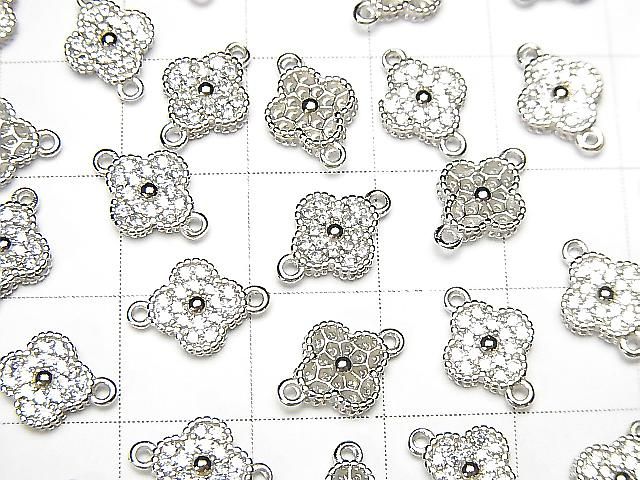 Silver925 ジョイントパーツ フラワーモチーフ(CZ付)7×7×2mm ロジウム 1個 サムネイル3