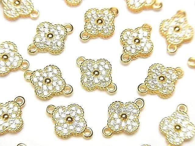 Silver925 ジョイントパーツ フラワーモチーフ(CZ付)7×7×2mm 18KGP 1個の画像