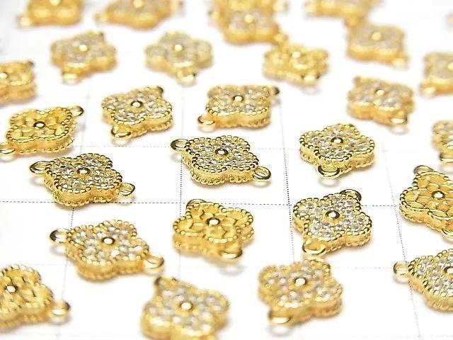 Silver925 ジョイントパーツ フラワーモチーフ(CZ付)7×7×2mm 18KGP 1個 サムネイル2