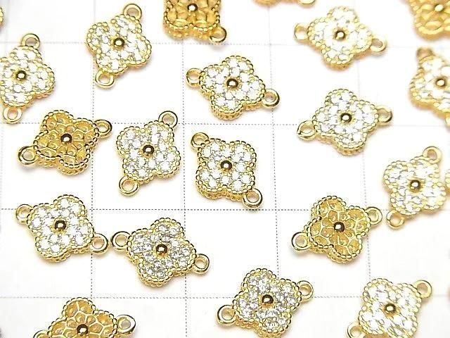 Silver925 ジョイントパーツ フラワーモチーフ(CZ付)7×7×2mm 18KGP 1個 サムネイル3