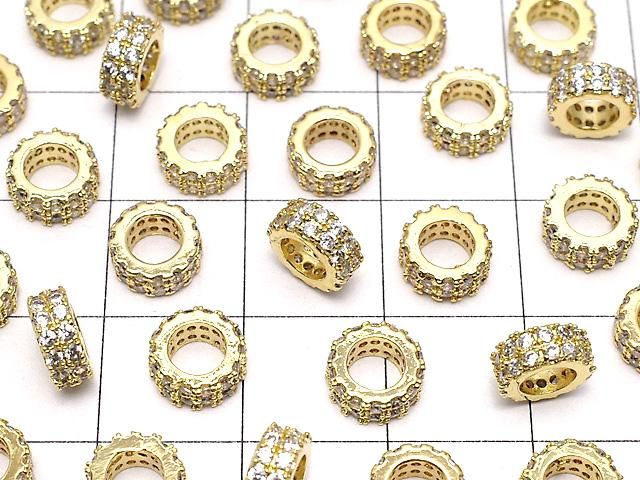 メタルパーツ ロンデル7×7×3mm ゴールドカラー(CZ付) 3個 サムネイル3
