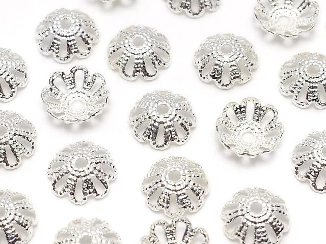 メタルパーツ ビーズキャップ7×7×2mm シルバーカラー 10個の画像