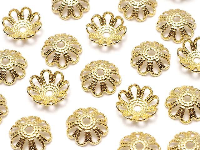 メタルパーツ ビーズキャップ7×7×2mm ゴールドカラー 10個の画像