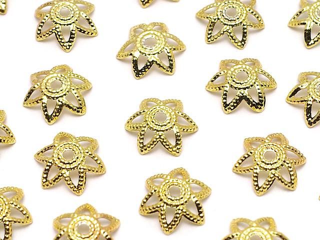 メタルパーツ ビーズキャップ7×7×0.5mm ゴールドカラー 10個の画像