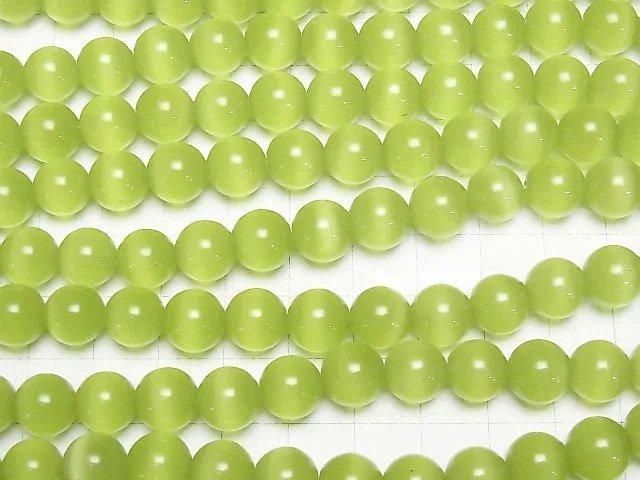 【動画】イエローグリーンカラーキャッツアイ ラウンド10mm 1連(約36cm) サムネイル3