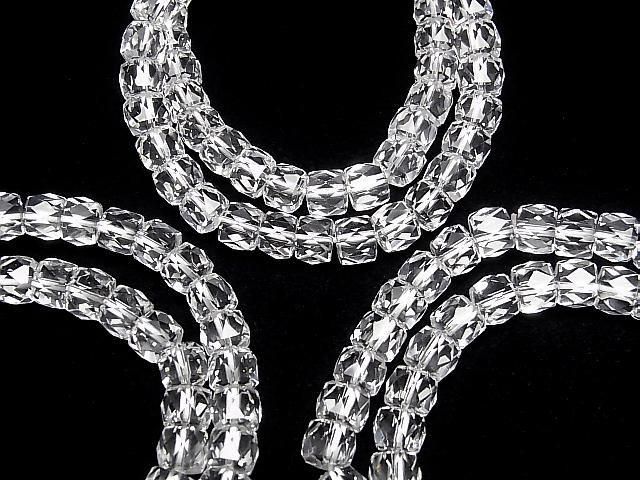 【動画】【素晴らしい輝き】宝石質クリスタルAAA ボタンカット8×8×6mm 1連(ブレス) サムネイル3