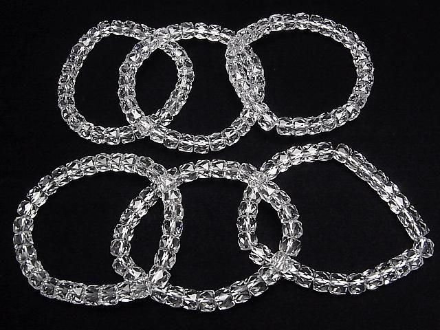 【動画】【素晴らしい輝き】宝石質クリスタルAAA ボタンカット8×8×6mm 1連(ブレス) サムネイル4