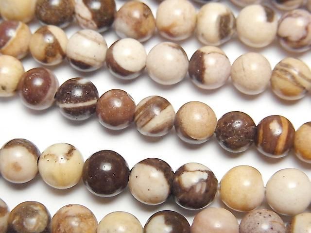 【動画】カプチーノジャスパー ラウンド6mm 1連(約36cm)の画像