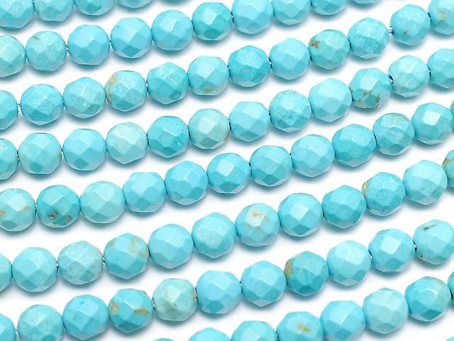 マグネサイトターコイズ 32面ラウンドカット4mm 1連(約37cm)の画像