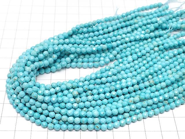 マグネサイトターコイズ 32面ラウンドカット4mm 1連(約37cm) サムネイル4