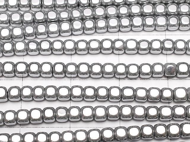 ヘマタイト 小粒キューブ3×3×3mm シルバーコーティング 1連(約38cm) サムネイル2