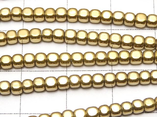 ヘマタイト 小粒キューブ3×3×3mm ゴールドコーティング 1連(約38cm) サムネイル2