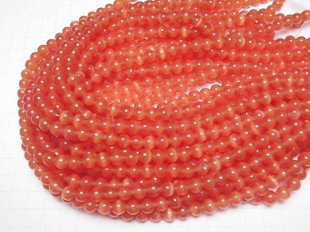 【動画】レッドカラーキャッツアイ ラウンド7.5mm 1連(約34cm) サムネイル4