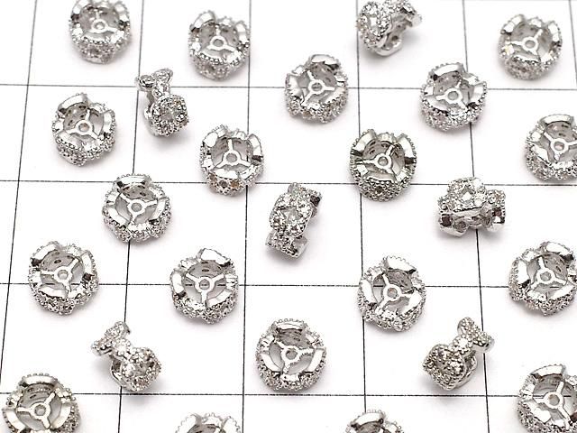 メタルパーツ ロンデル6×6×3mm シルバーカラー(CZ付) 2個 サムネイル3