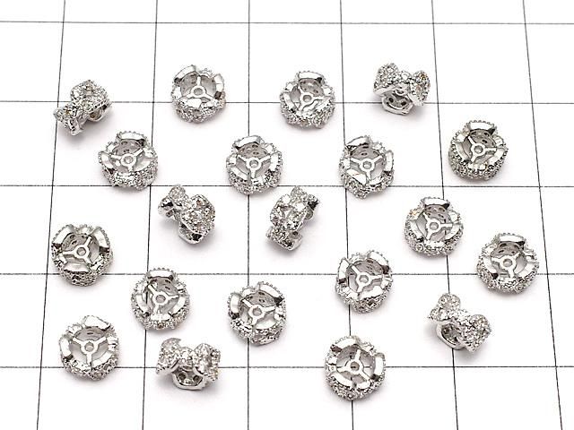 メタルパーツ ロンデル6×6×3mm シルバーカラー(CZ付) 2個 サムネイル4