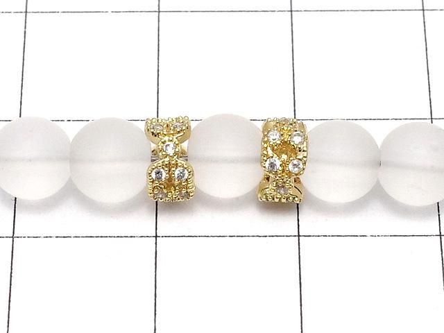 メタルパーツ ロンデル6×6×3mm ゴールドカラー(CZ付) 2個 サムネイル3