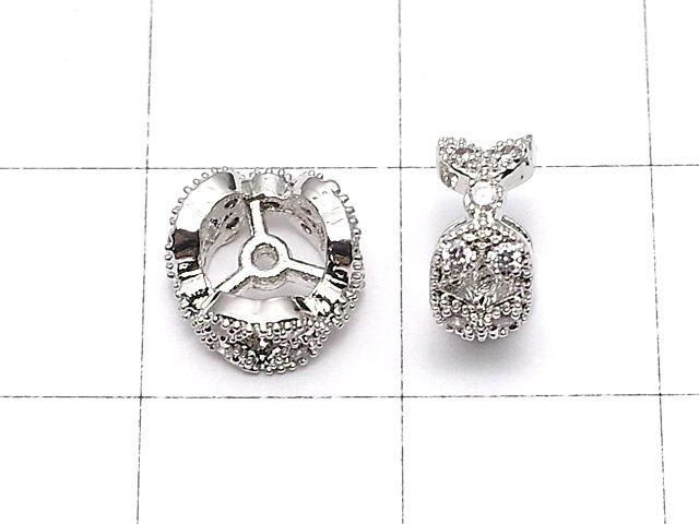 メタルパーツ ロンデル8×8×4mm シルバーカラー(CZ付) 1個 サムネイル2