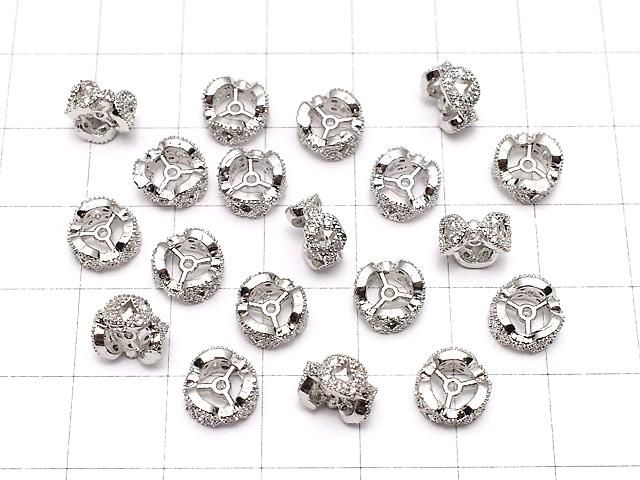 メタルパーツ ロンデル8×8×4mm シルバーカラー(CZ付) 1個 サムネイル4