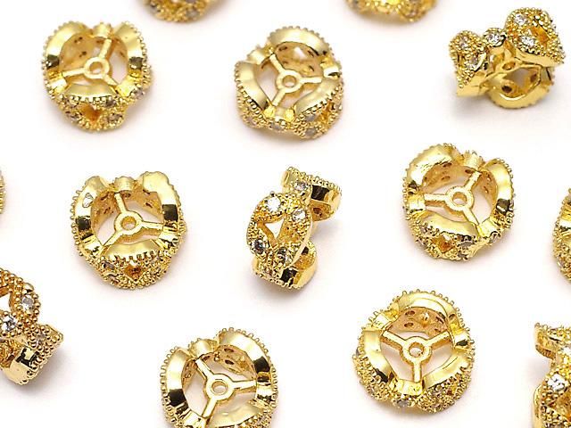 メタルパーツ ロンデル8×8×4mm ゴールドカラー(CZ付) 1個の画像