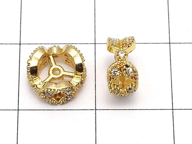 メタルパーツ ロンデル8×8×4mm ゴールドカラー(CZ付) 1個 サムネイル2