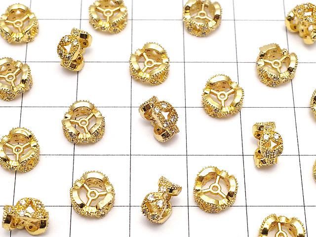 メタルパーツ ロンデル8×8×4mm ゴールドカラー(CZ付) 1個 サムネイル3