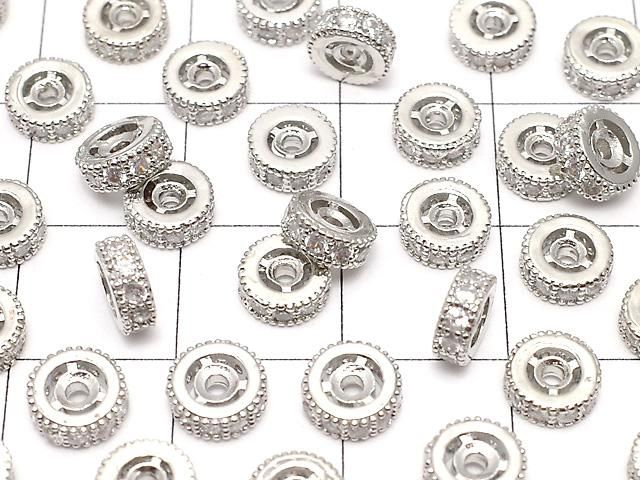 メタルパーツ ロンデル6×6×3mm シルバーカラー(CZ付) 3個 サムネイル3