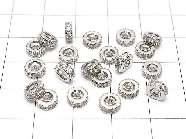 メタルパーツ ロンデル6×6×3mm シルバーカラー(CZ付) 3個 サムネイル4