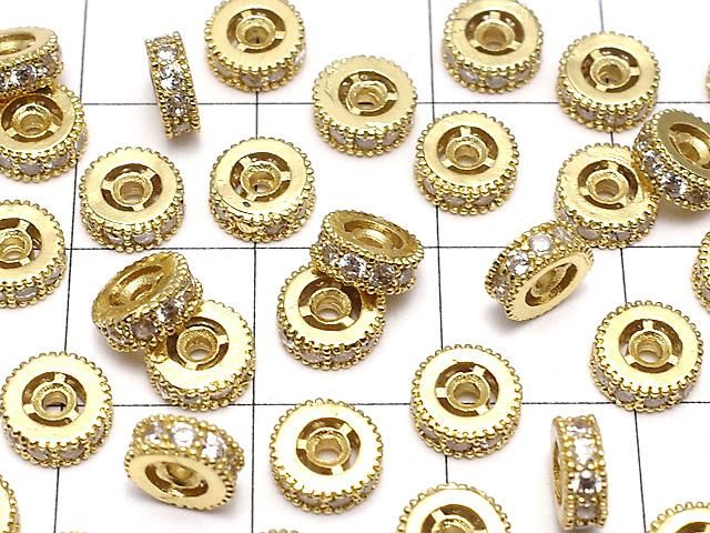 メタルパーツ ロンデル6×6×2.5mm ゴールドカラー(CZ付) 3個 サムネイル3