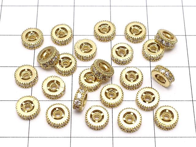 メタルパーツ ロンデル6×6×2.5mm ゴールドカラー(CZ付) 3個 サムネイル4