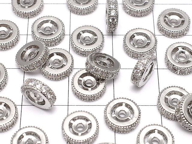 メタルパーツ ロンデル8×8×2.5mm シルバーカラー(CZ付) 2個 サムネイル3