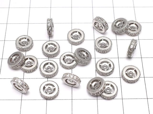 メタルパーツ ロンデル8×8×2.5mm シルバーカラー(CZ付) 2個 サムネイル4