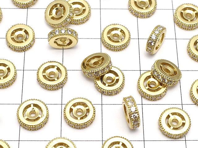 メタルパーツ ロンデル8×8×2.5mm ゴールドカラー(CZ付) 2個 サムネイル3