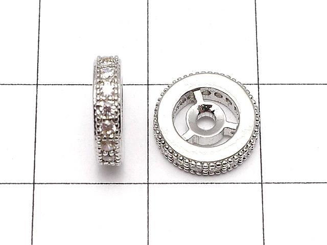 メタルパーツ ロンデル10×10×3mm シルバーカラー(CZ付) 2個 サムネイル2