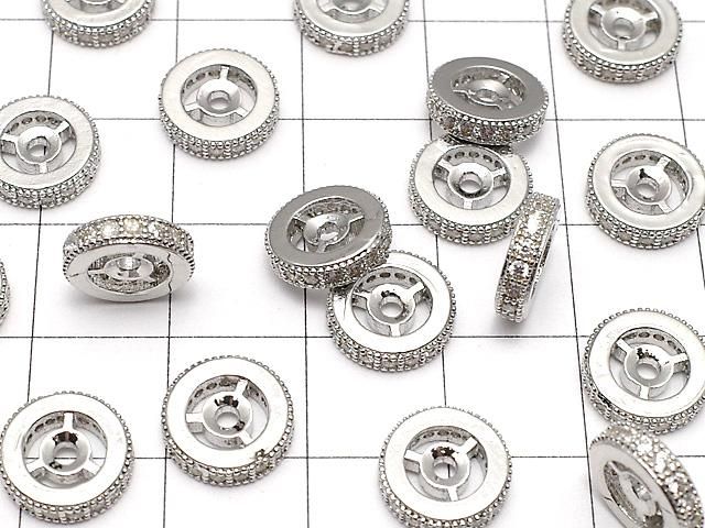 メタルパーツ ロンデル10×10×3mm シルバーカラー(CZ付) 2個 サムネイル3