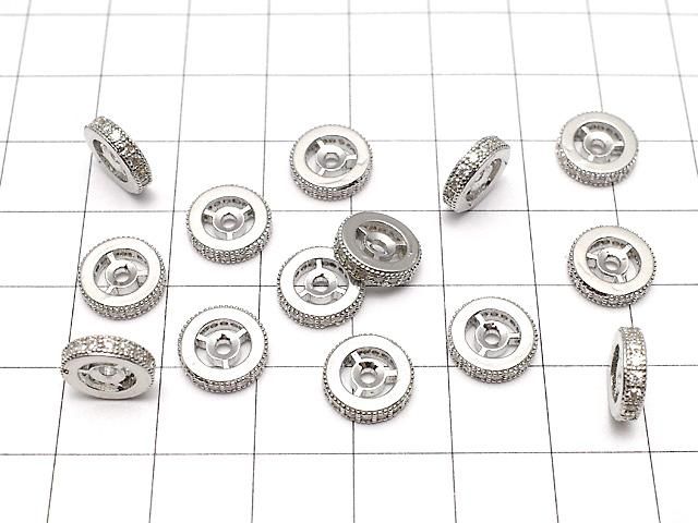 メタルパーツ ロンデル10×10×3mm シルバーカラー(CZ付) 2個 サムネイル4