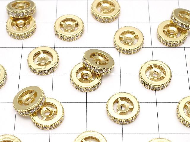 メタルパーツ ロンデル10×10×3mm ゴールドカラー(CZ付) 2個 サムネイル3