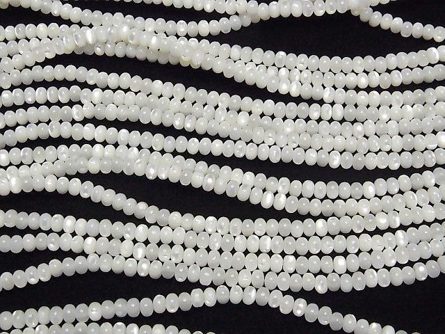 【動画】マザーオブパール ホワイト ロンデル(ボタン)4×4×3mm 1連(約38cm) サムネイル3