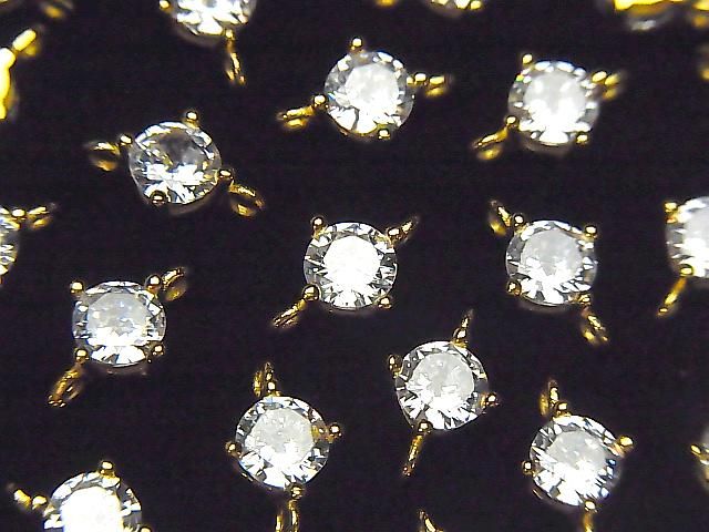 Silver925 ジョイントパーツ CZラウンドファセットカット5×5mm付 18KGP 1個の画像