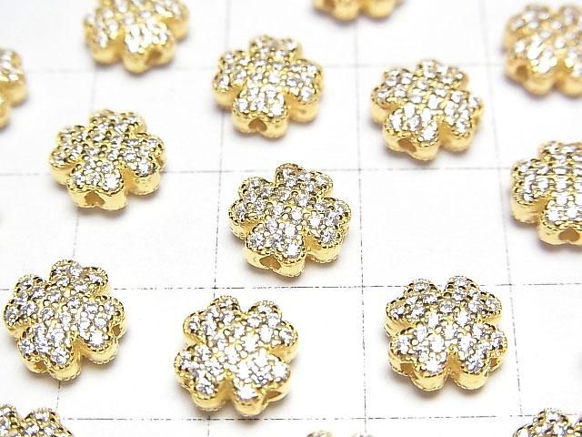 Silver925 クローバーモチーフ(CZ付)8×8×4mm 18KGP 1個 サムネイル2