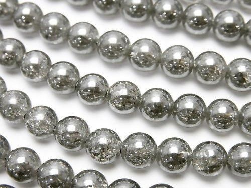 クラック入りシルバーフラッシュクリスタル ラウンド6mm NO.2 1連(約38cm)の画像