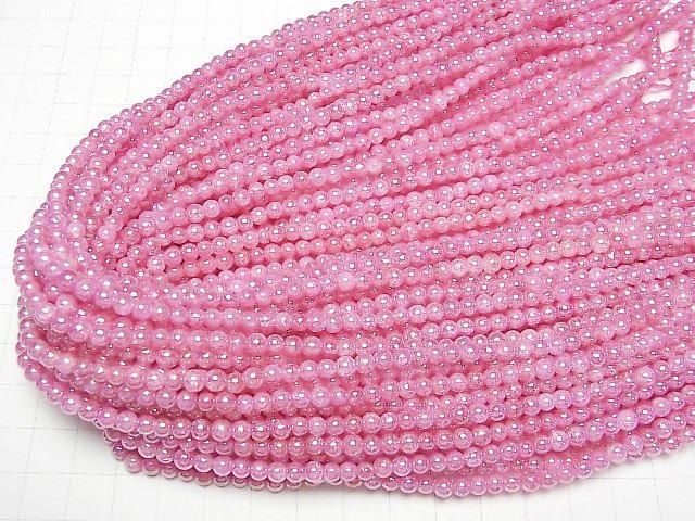 フラッシュ ピンクカラークラッククリスタル ラウンド4mm 1連(約36cm) サムネイル4